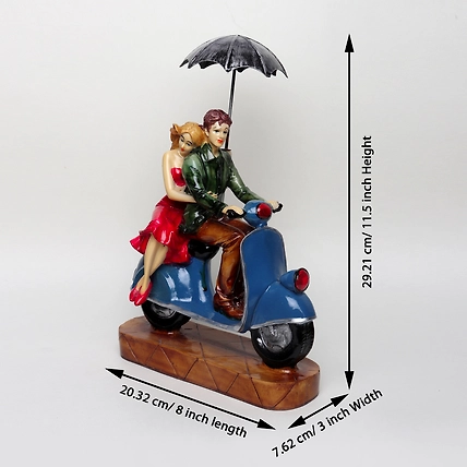 VIVARS  HOME Resin Scooter Romantic Love Couple Statue-1