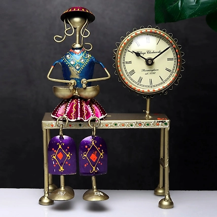 VIVARS HOME Decorative Table Clock with Beautiful Lady-12441538