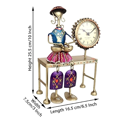 VIVARS HOME Decorative Table Clock with Beautiful Lady-1