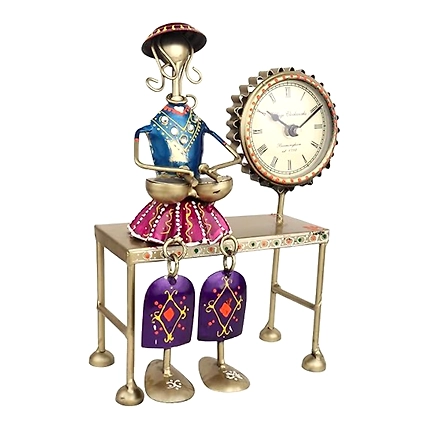 VIVARS HOME Decorative Table Clock with Beautiful Lady-3