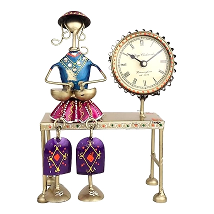 VIVARS HOME Decorative Table Clock with Beautiful Lady-4