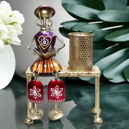 VIVARS HOME Metallic Hand Crafted Painted Antique Decorative Pen Holder-12441540