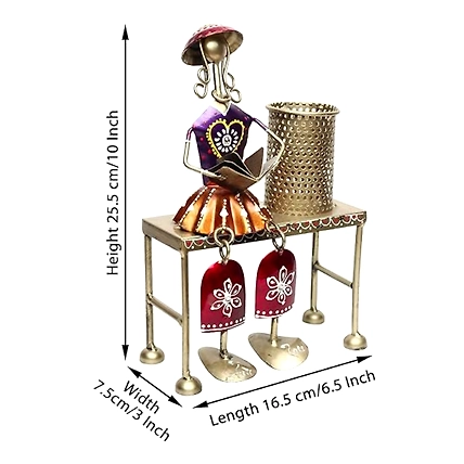VIVARS HOME Metallic Hand Crafted Painted Antique Decorative Pen Holder-1