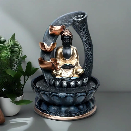 VIVARS HOME Resin Buddha Water Fountain With Led Light 3-Tier-12441580