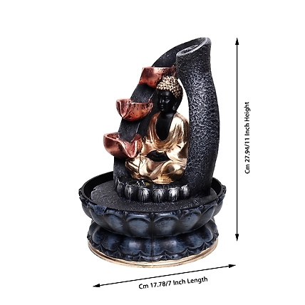 VIVARS HOME Resin Buddha Water Fountain With Led Light 3-Tier-1