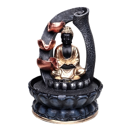 VIVARS HOME Resin Buddha Water Fountain With Led Light 3-Tier-4