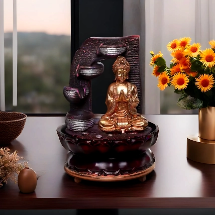 VIVARS HOME Lord Buddha Ji Tabletop Waterfall Fountain Meditation 4-12441584