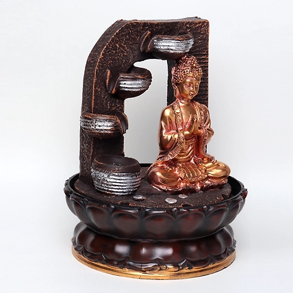 VIVARS HOME Lord Buddha Ji Tabletop Waterfall Fountain Meditation 4-3