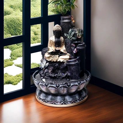 VIVARS  HOME Tabletop Indoor Outdoor Water Fountain with LED Lights-12441612