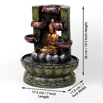 VIVARS HOME Resin Lord Buddha Tabletop Waterfall Fountain-1