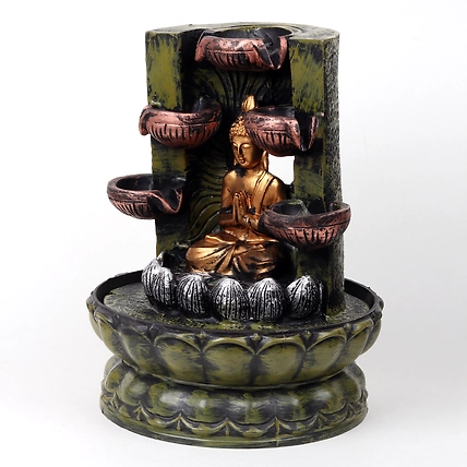 VIVARS HOME Resin Lord Buddha Tabletop Waterfall Fountain-2