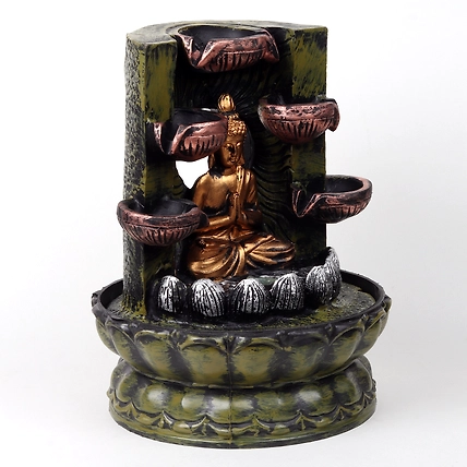 VIVARS HOME Resin Lord Buddha Tabletop Waterfall Fountain-3