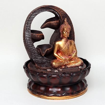 VIVARS HOME Lord Buddha Tabletop Waterfall Fountain Meditation 4 Tier Relaxing-3