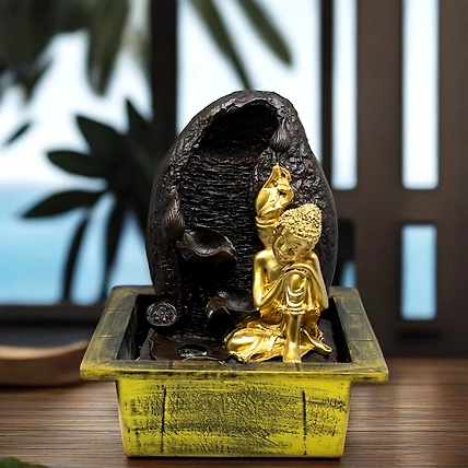 VIVARS HOME Buddha Water Fountain with LED Light Indoor Water Fountain-12441644