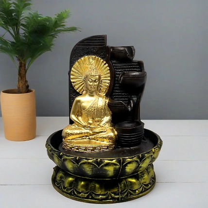 VIVARS HOME Buddha Water Fountain with LED Light 4-Tier-12441646