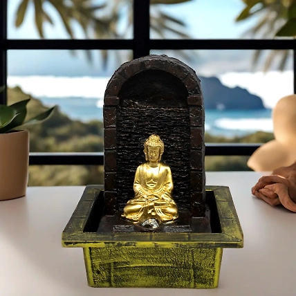 VIVARS HOME Buddha Water Fountain with LED Light Indoor Water Fountain-12441652
