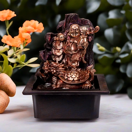 VIVARS HOME Resin Laughing Buddha Tabletop Water Fountain-12441654