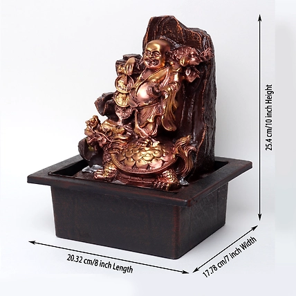 VIVARS HOME Resin Laughing Buddha Tabletop Water Fountain-1
