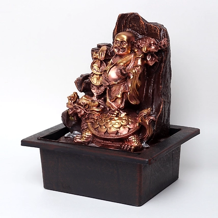 VIVARS HOME Resin Laughing Buddha Tabletop Water Fountain-2