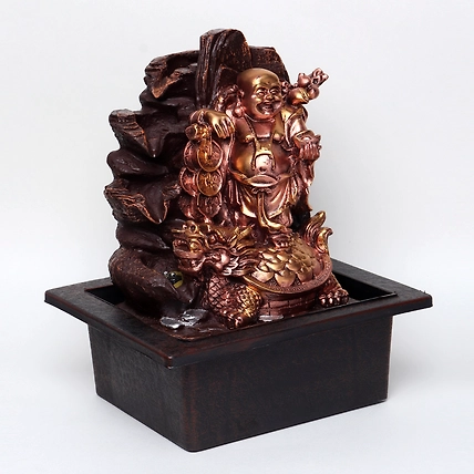 VIVARS HOME Resin Laughing Buddha Tabletop Water Fountain-3