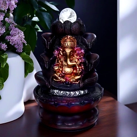 VIVARS HOME Ganesha Water Fountain with LED Lights for Home Decor