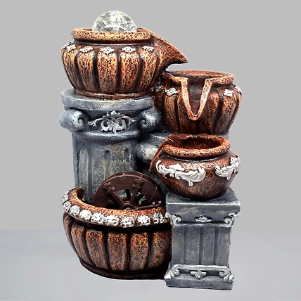 VIVARS HOME Polyresin Table Top Indoor Outdoor Water Fountain with LED Lights-4