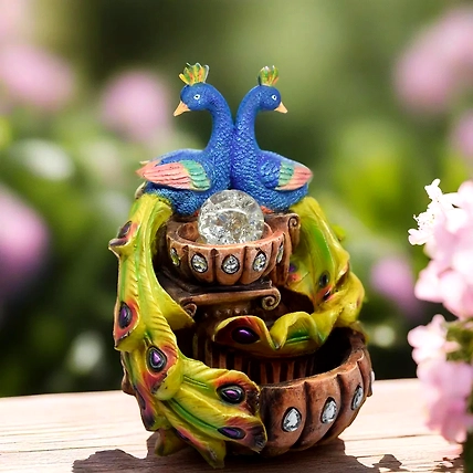 VIVARS HOME Polyresin Natural Table Top Indoor Outdoor Water Fountain for Home-12442234