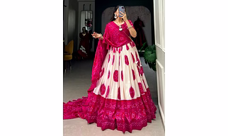 Pink Bandhani Design Lehenga
