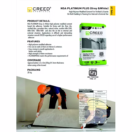 Creed Platinum Tile Adhesive – Premium Exterior &amp; Interior Adhesive-1
