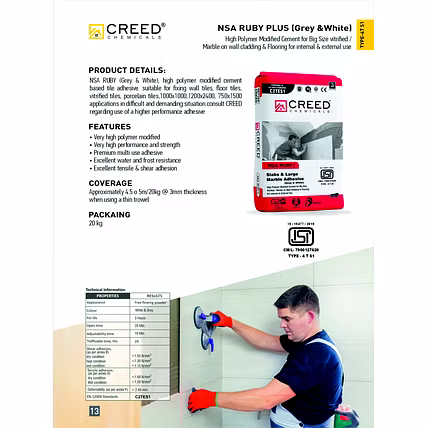 Creed Ruby Tile Adhesive – High-Strength Adhesive for Large Tiles &amp; Natural Stone-1