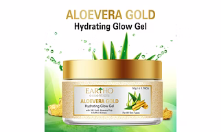 Eartho Essentials Aloevera Gold Hydrating Glow Gel With 24k Gold,Aloevera pulp & saffron 50g