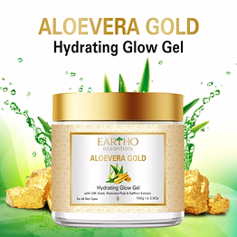 eartho essentials aloevera gold hydrating glow gel with 24k gold,aloevera pulp & saffron extract 100g
