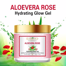 eartho essentials aloevera rose hydrating glow gel with rose ark, aloevera pulp & saffron extract 100g