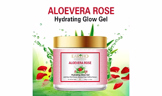 Eartho Essentials Aloevera Rose Hydrating Glow Gel with Rose Ark, Aloevera Pulp & Saffron Extract 100g