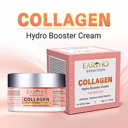 eartho essentials collagen hydro booster cream with hyaluronic acid, honey and vit-e, 50 grams