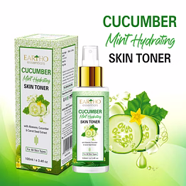 eartho essentials cucumber mint skin hydrating toner - alcohol-free face toner for open pores, acne prone, oily and blemish prone skin with aloe vera, vitamin c and carrot seed extracts, 100 ml