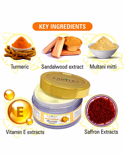 Eartho Essentials Haldi Chandan Ubtan Face Pack with Turmeric, Sandalwood &amp; Saffron Extract 50g-1