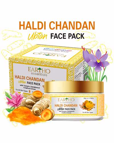 Eartho Essentials Haldi Chandan Ubtan Face Pack with Turmeric, Sandalwood &amp; Saffron Extract 50g-12425224