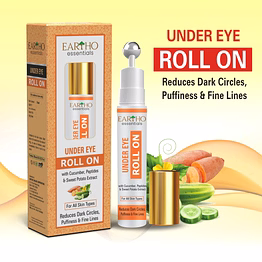 eartho essentials under eye roll on (with cucumber extracts, kojic acid and sweet potato extracts), 15 ml
