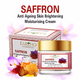 eartho essentials saffron anti ageing brightening moisturising cream with almond & honey 50g