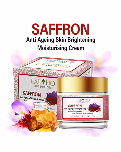 Eartho Essentials Saffron Anti Ageing Brightening Moisturising Cream with almond &amp; honey 50g-12425232