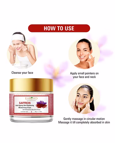 Eartho Essentials Saffron Anti Ageing Brightening Moisturising Cream with almond &amp; honey 50g-2