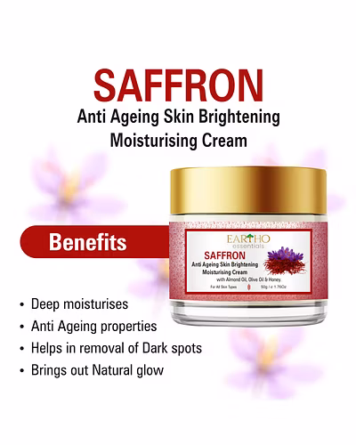 Eartho Essentials Saffron Anti Ageing Brightening Moisturising Cream with almond &amp; honey 50g-3