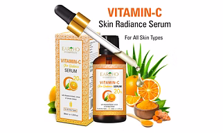 Eartho Essentials 20% Vitamin C Skin Radiance Ayurvedic Serum with Turmeric and Aloevera Extracts for Face Brightening and Glowing Skin with Vitamin E, 30 ML