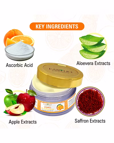 Eartho Essentials Vitamin C Skin Brightening Face Pack with Apple Extract, Aloevera &amp; Saffron Extract 50g-1