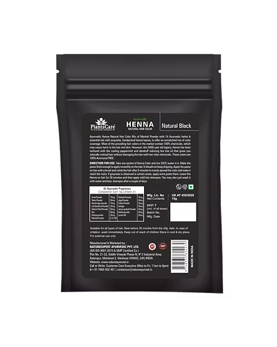 Plants Care Ayurvedic Henna Natural Hair Color Black 240g-1