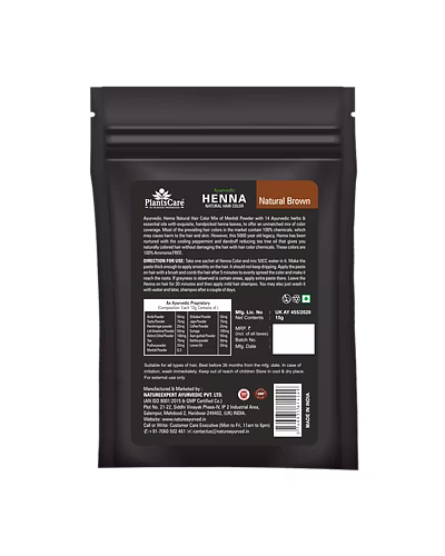 Plants Care Ayurvedic Henna Natural Hair Color Brown 240g-1