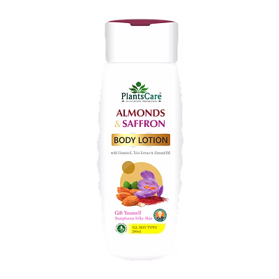 plants care almond & saffron body lotion 200ml