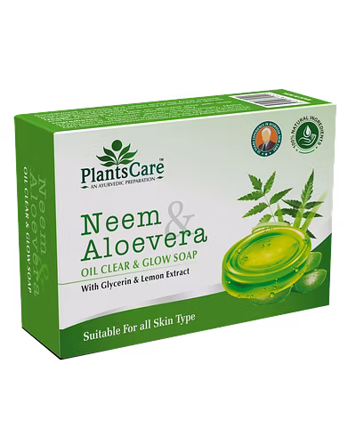 Plants Care Neem &amp; Aloevera Oil Clear &amp; Glow Soap 75g-12426528