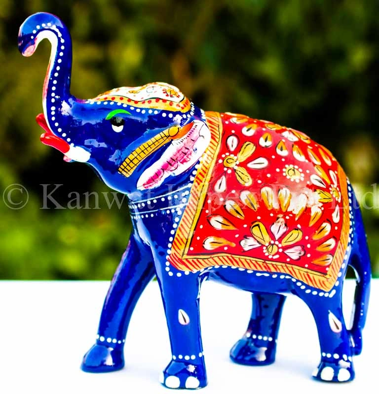 Metal Meenakari Trunk Up Elephant Statue Home Decor Gifts Item Decorative Showpiece-3